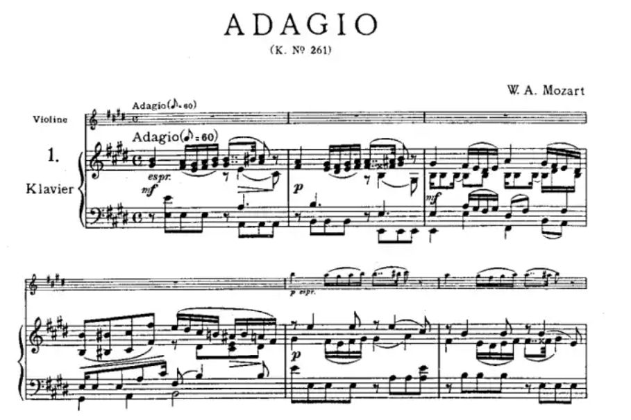 Mozart - Adagio K261 & Rondos K269 K373 Violin with Piano Book