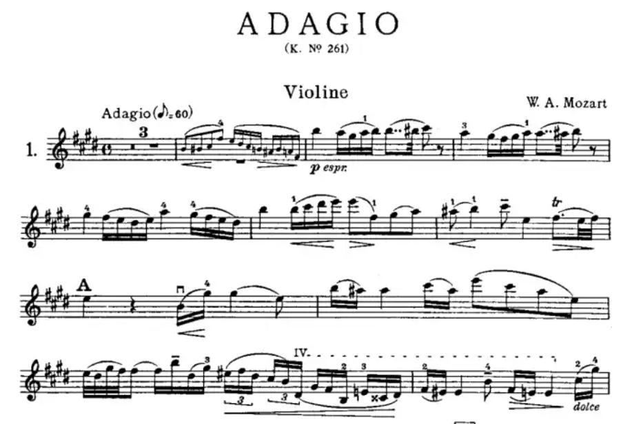 Mozart - Adagio K261 & Rondos K269 K373 Violin with Piano Book