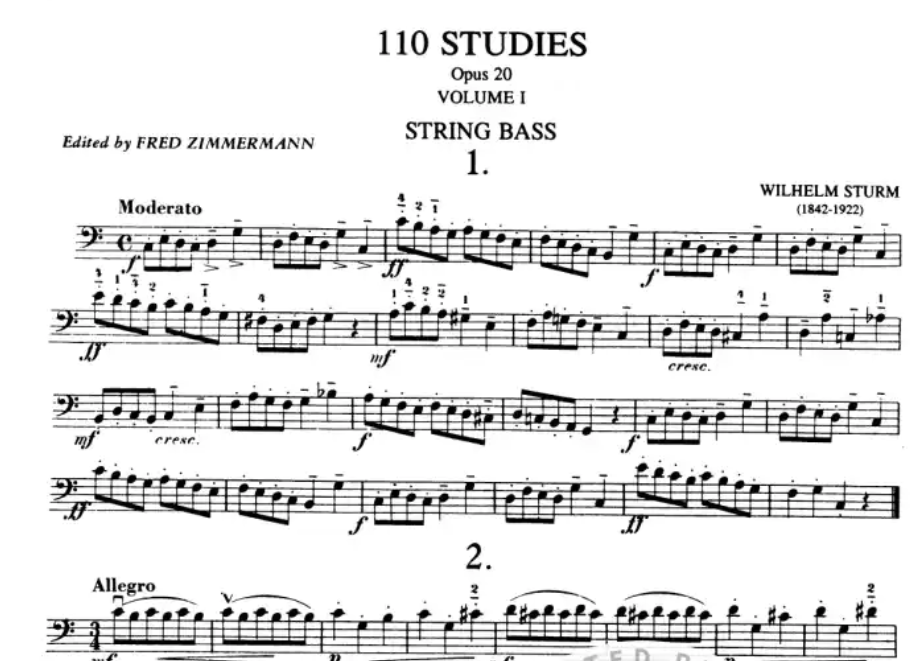 Wilhelm Sturm - 110 Studies Op 20 Volume 1 Bass Book