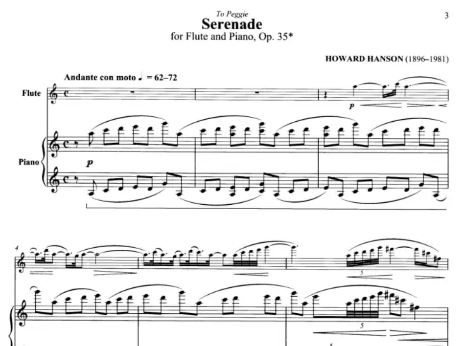 Howard Hanson - Serenade Op 35 Flute with Piano Book