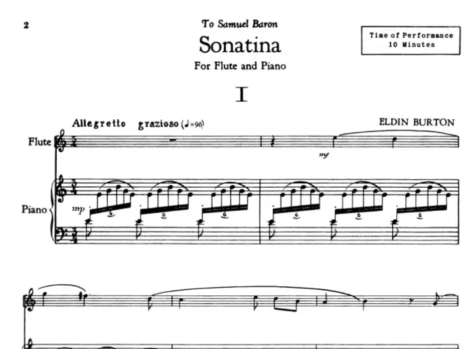 Eldin Burton - Sonatina For Flute with Piano Book