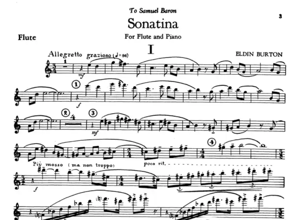 Eldin Burton - Sonatina For Flute with Piano Book