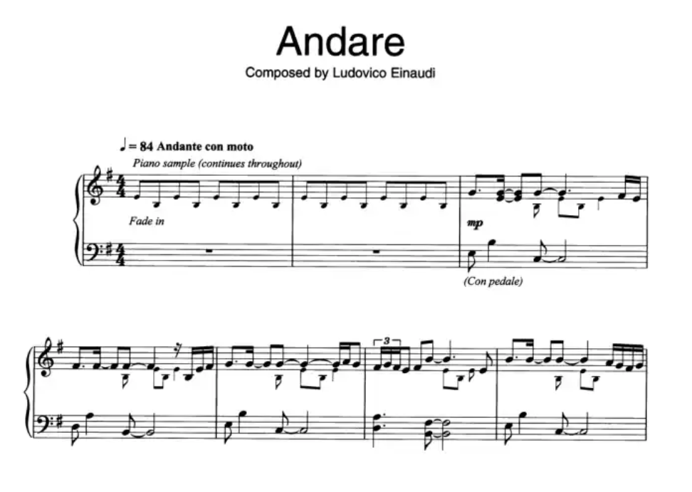 Ludovico Einaudi - Divenire For Piano Book