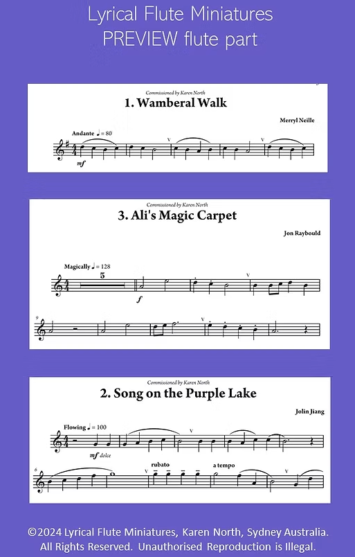 Karen North - Lyrical Flute Miniatures For Flute with Piano Book (40 Pieces)