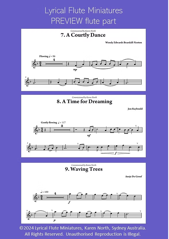 Karen North - Lyrical Flute Miniatures For Flute with Piano Book (40 Pieces)
