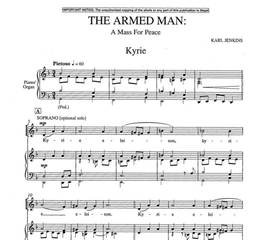 Karl Jenkins - The Armed Man (Choral Suite) - SATB Vocal Score/Piano Book