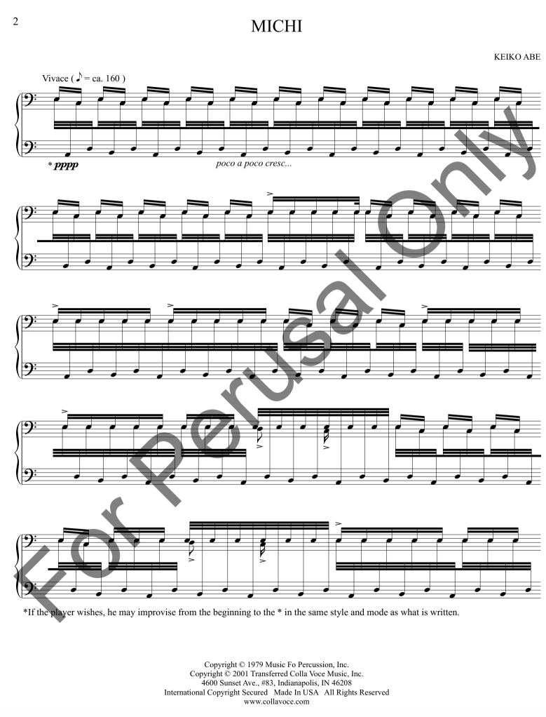 Keiko Abe - Michi For Marimba Solo Book