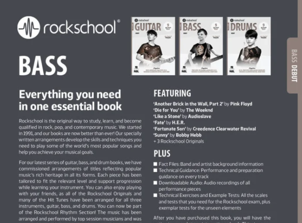 Rockschool Bass Debut Book (2024+) New Edition