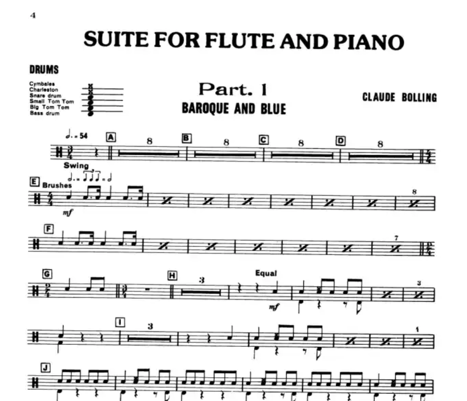 Claude Bolling - Suite For Flute And Jazz Piano Trio - Score/Parts Book