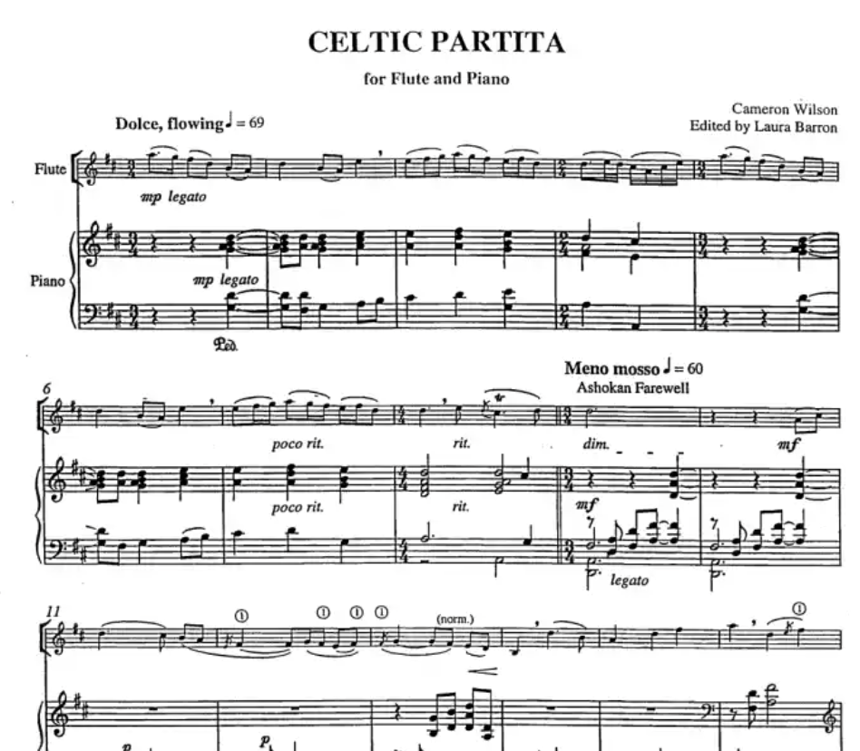 Cameron Wilson - Celtic Partita for Flute with Piano Book