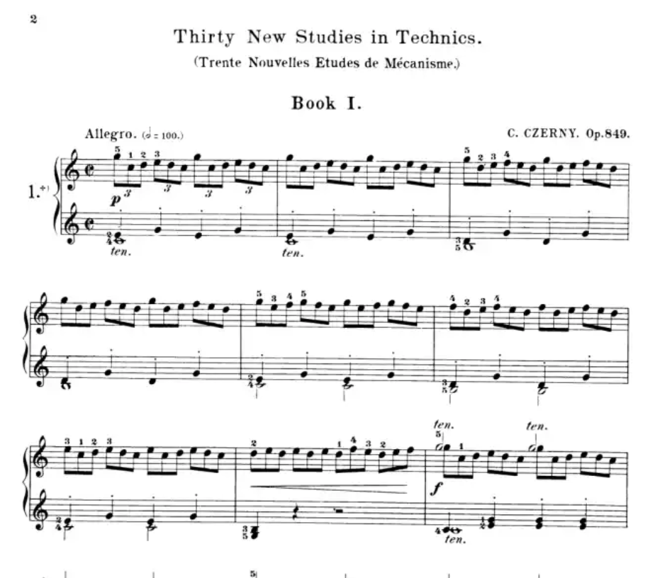 Carl Czerny - 30 New Studies in Technics Op. 849 Piano Book