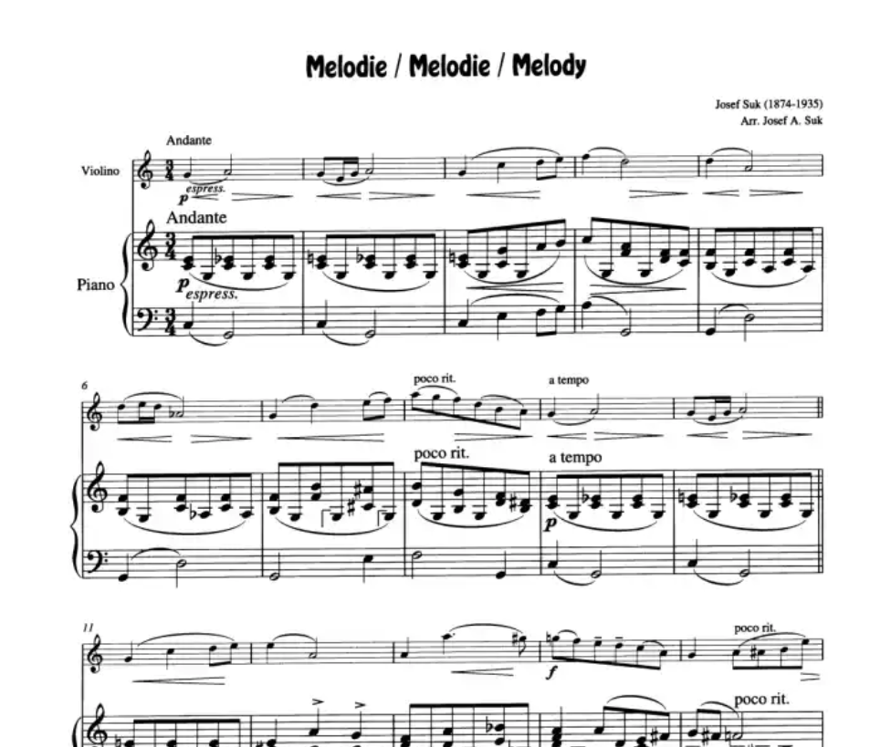 Josef Suk - Compositions for Violin and Piano Book