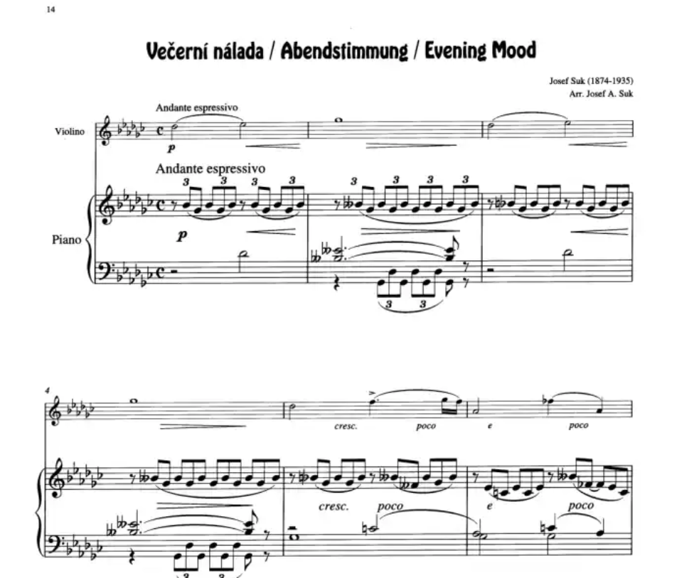 Josef Suk - Compositions for Violin and Piano Book