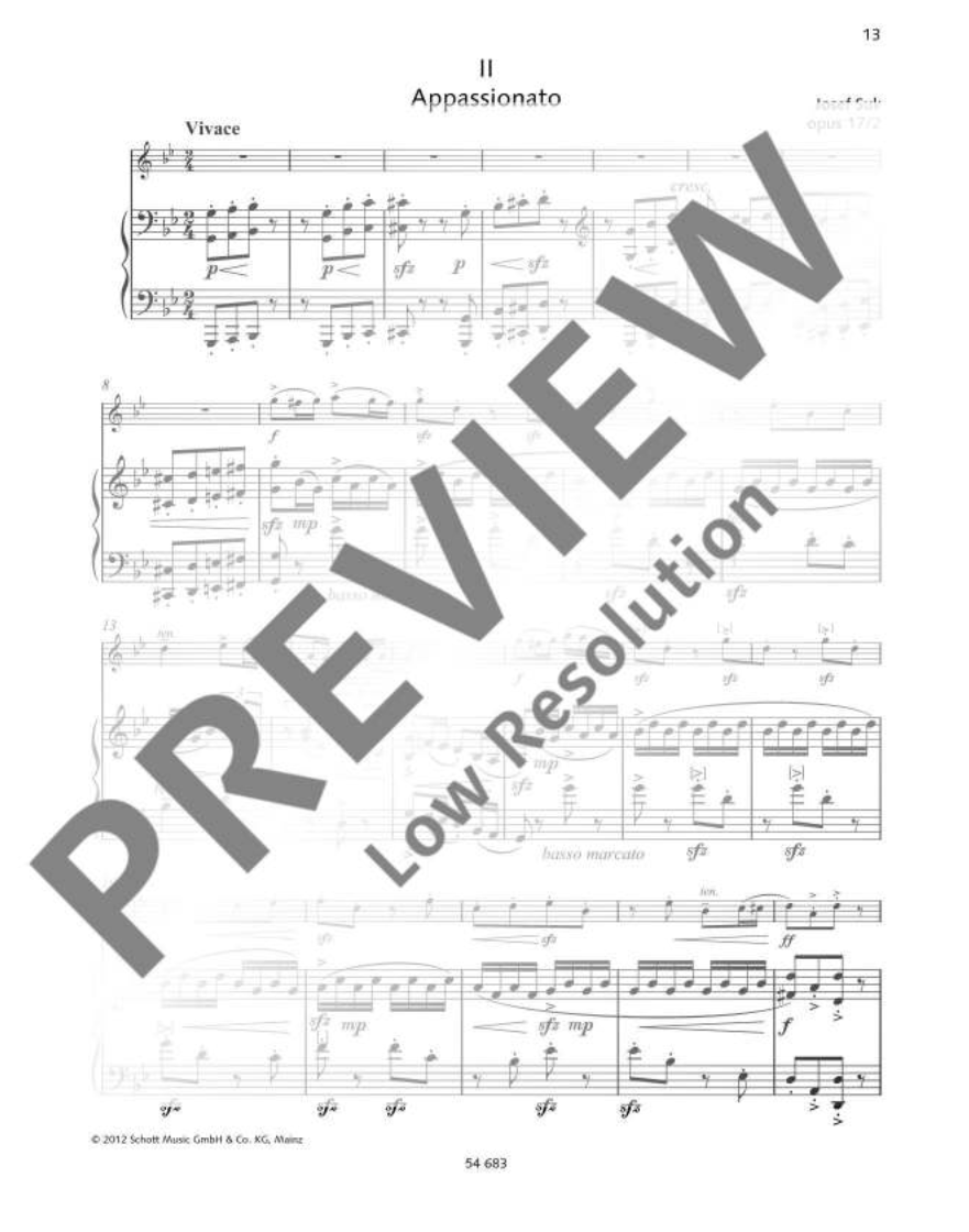 Josef Suk - 4 Pieces Op 17 Violin with Piano Accompaniment Book (Urtext Edition)