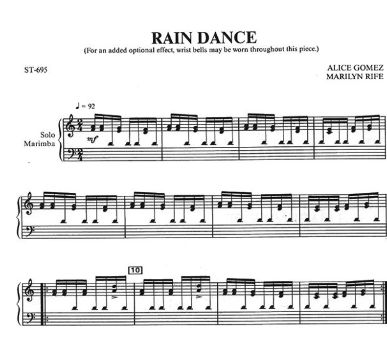 Alice Gomez - Rain Dance Marimba Solo (Unaccompanied) Sheet Music