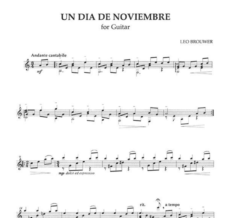 Leo Brouwer - Un Dia De Noviembre Guitar Sheet Music