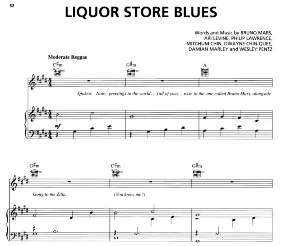 Bruno Mars - Doo Wops & Hooligans Piano/Vocal/Guitar Songbook