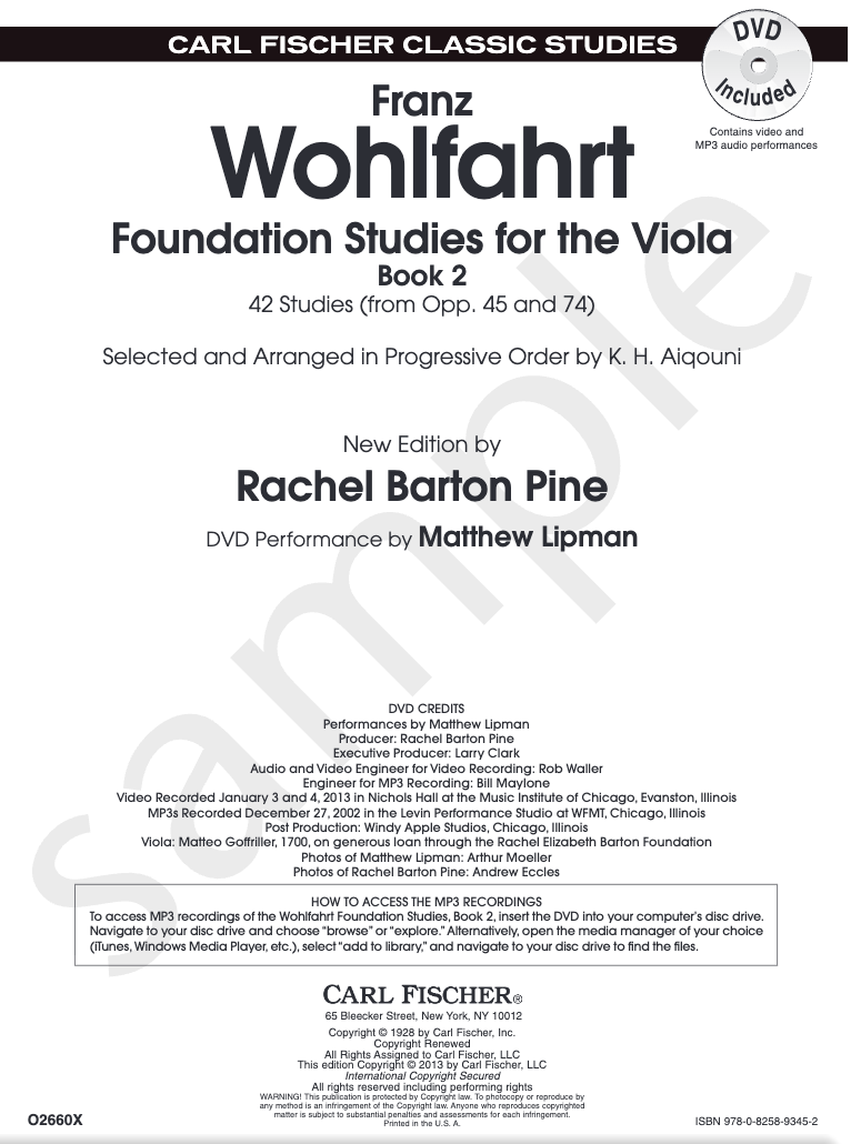 Franz Wohlfahrt - Foundation Studies for the Viola Book 2 (Book/DVD)