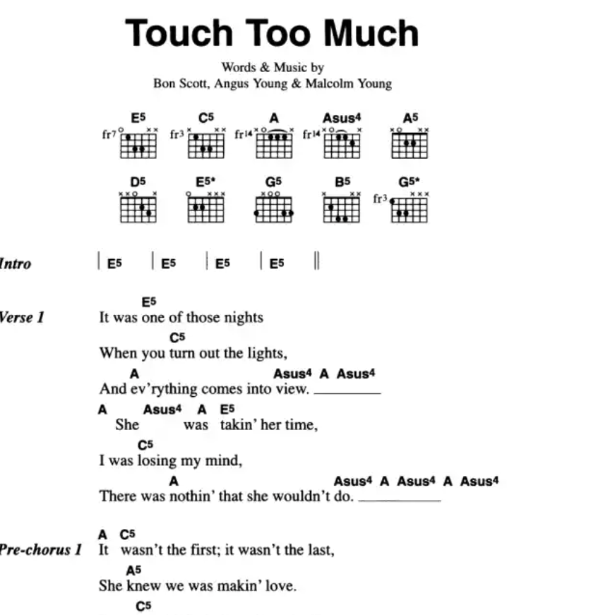 AC/DC Guitar Chord Songbook (17 Hit Songs)