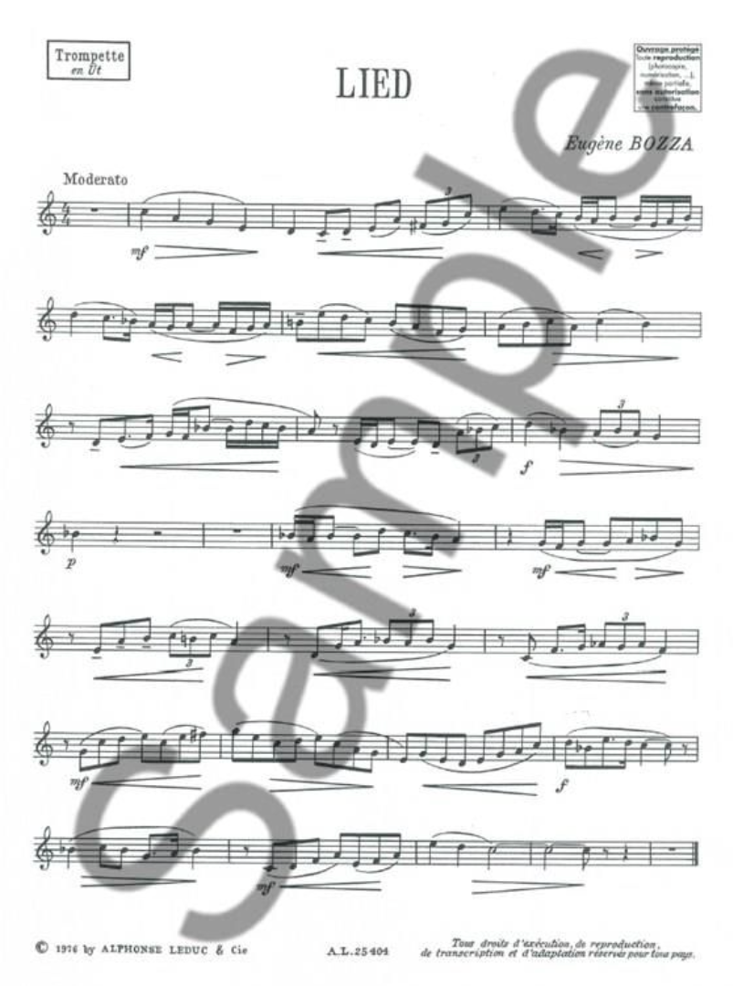 Eugene Bozza - Lied for Trumpet and Piano Book