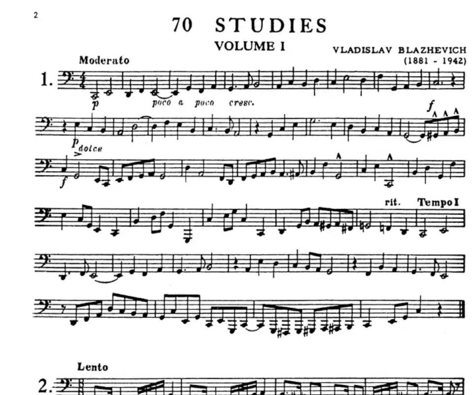 Vladislav Blazhevich - 70 Studies For Bb Tuba Volume 1 Book