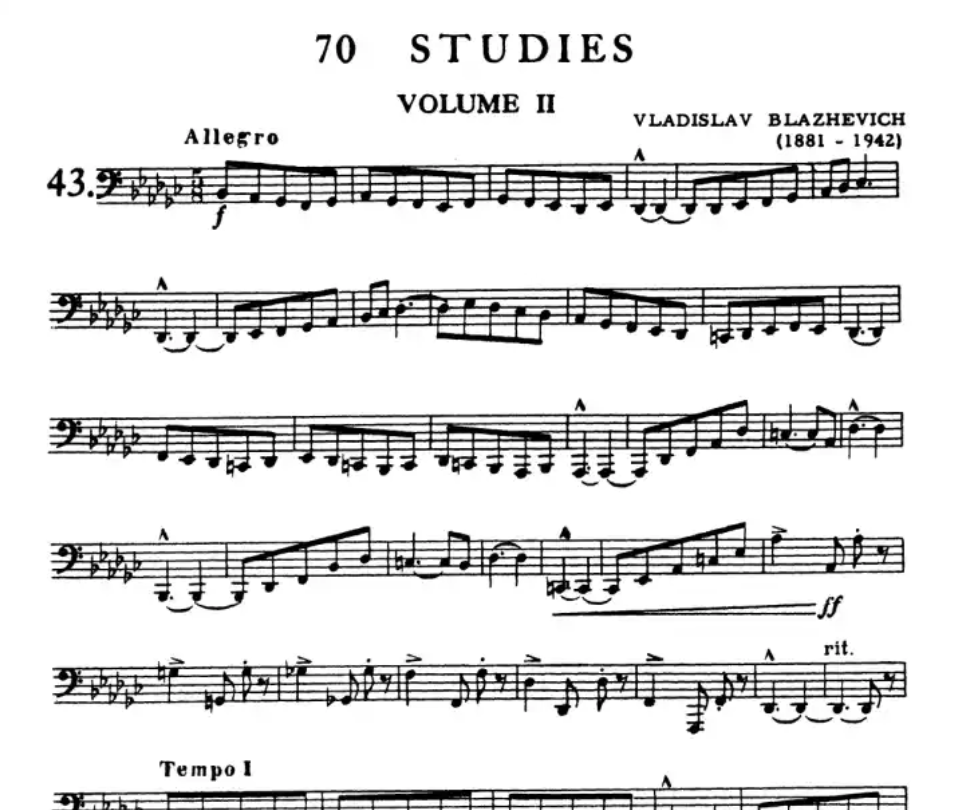 Vladislav Blazhevich - 70 Studies For Bb Tuba Volume 2 Book