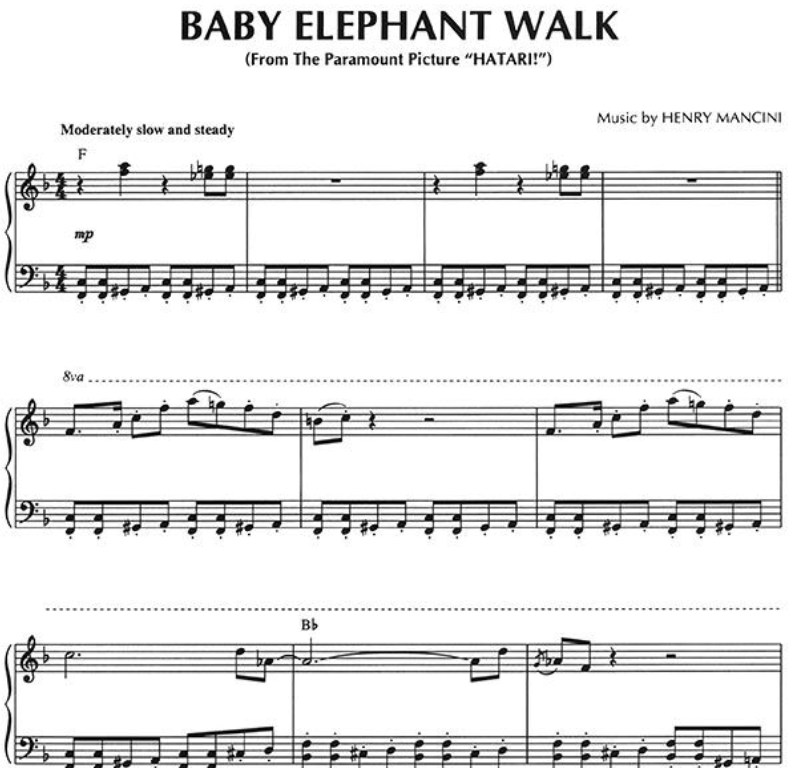Henry Mancini - Baby Elephant Walk - Piano Solo Sheet Music