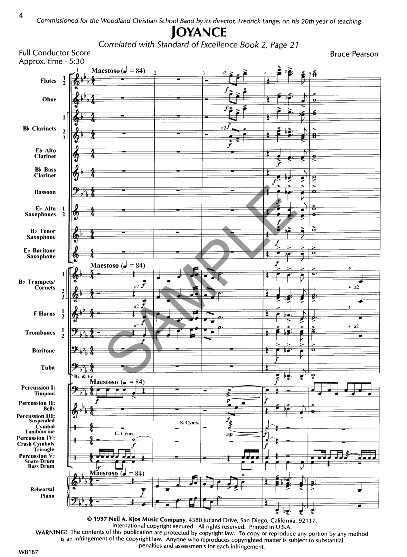 Joyance - Level 2 Concert Band - Score/parts