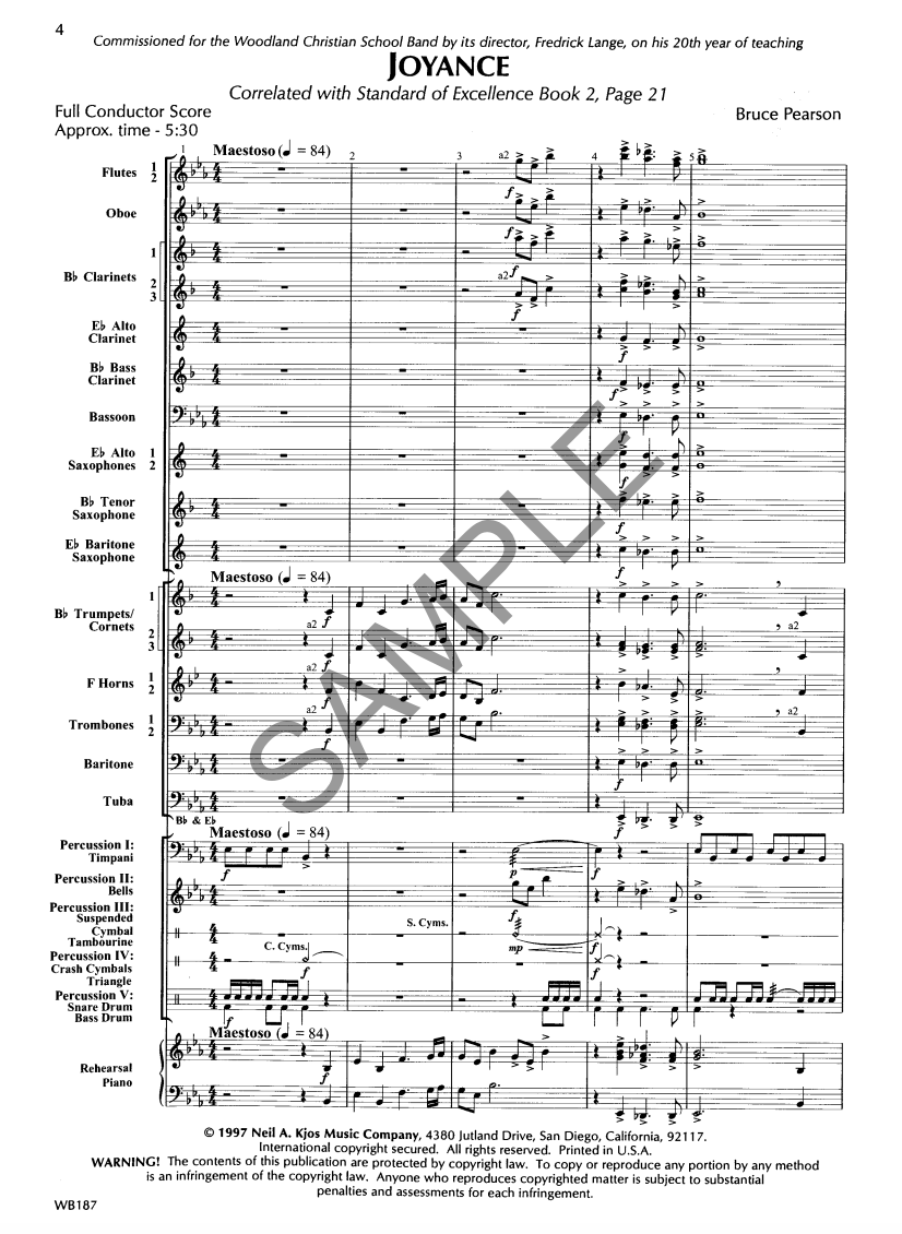 Joyance - Level 2 Concert Band - Score/parts