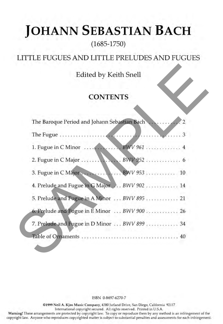 J.S Bach-Little Fugues and Little Preludes with Fugues Piano Book