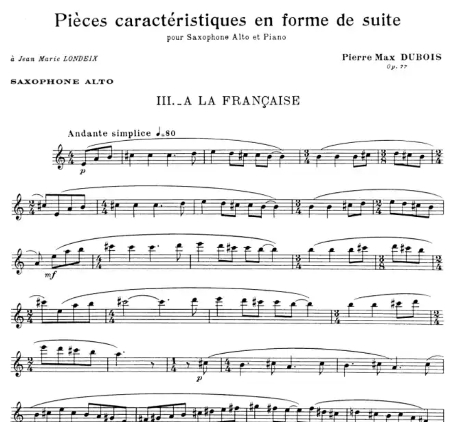 Pierre Max Dubois - Pieces Characteristiques Op 77 No 3 Alto Saxophone/Piano