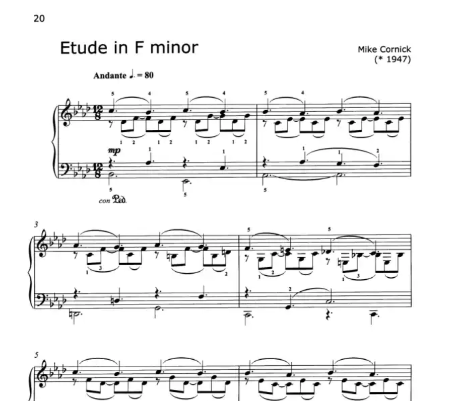 Mike Cornick -20 Piano Studies in Classical, Jazz and Popular Styles Book