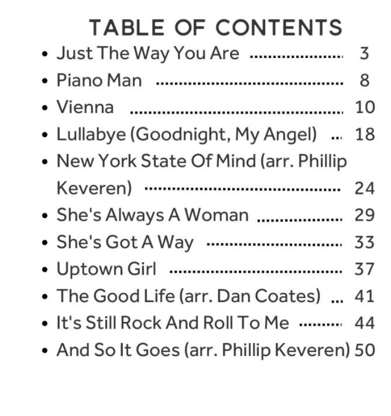 Billy Joel Easy Piano Hits Book (11 Hit Songs)