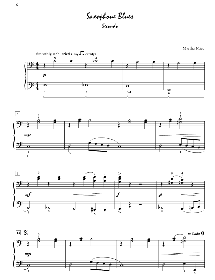 Martha Mier - Jazz Rags & Blues For Two Book 2 - Piano Duet