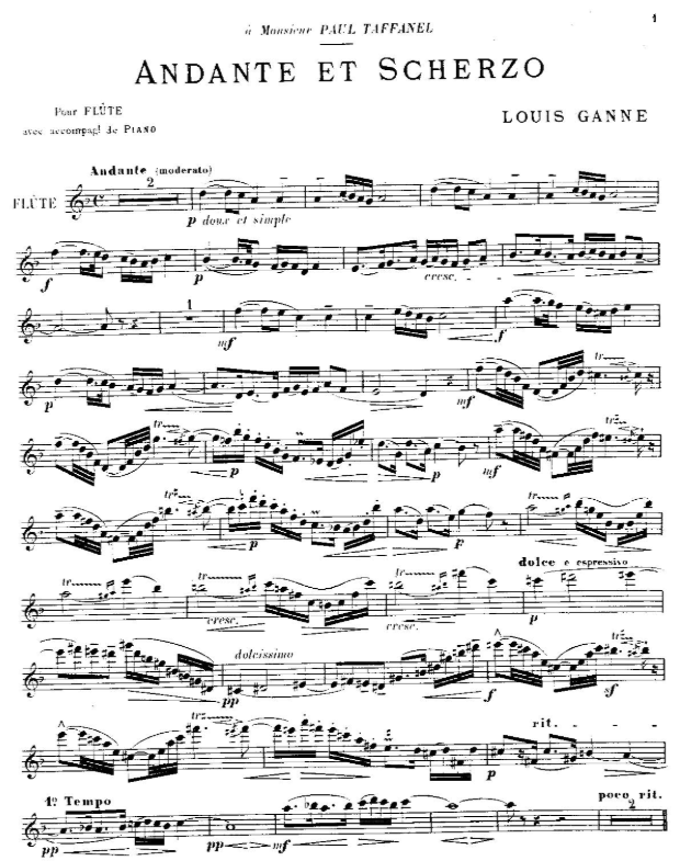Louis Ganne - Andante Et Scherzo Flute with Piano Accompaniment Book