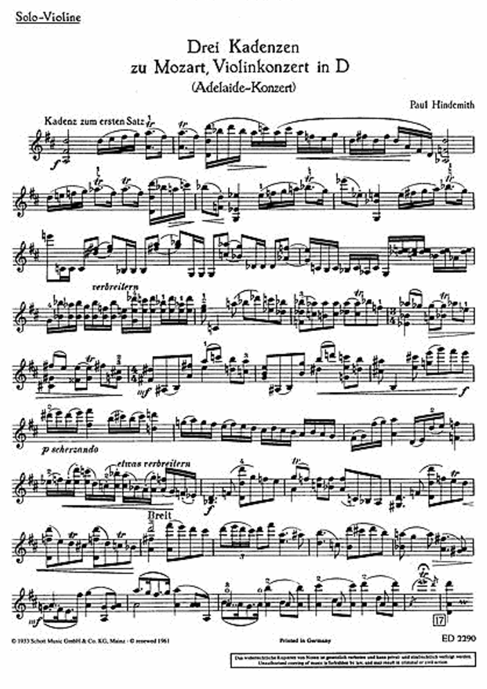 Mozart - Concerto in D Major 'Adelaide' for Violin and Piano Book