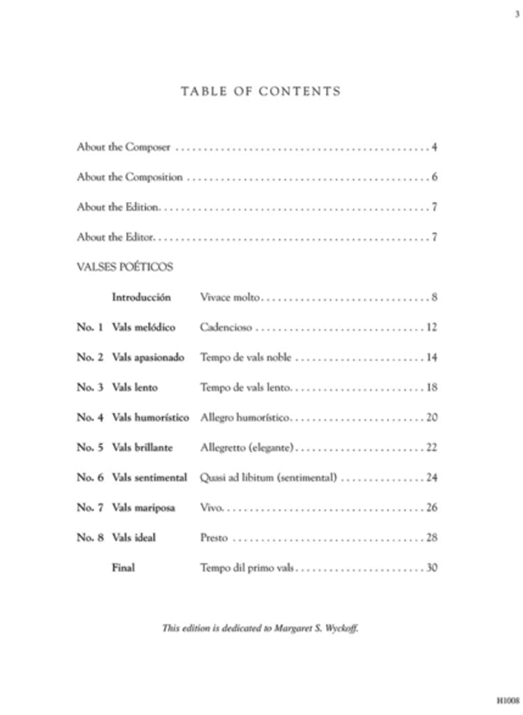 Enrique Granados - Valses Poeticos for Piano Book