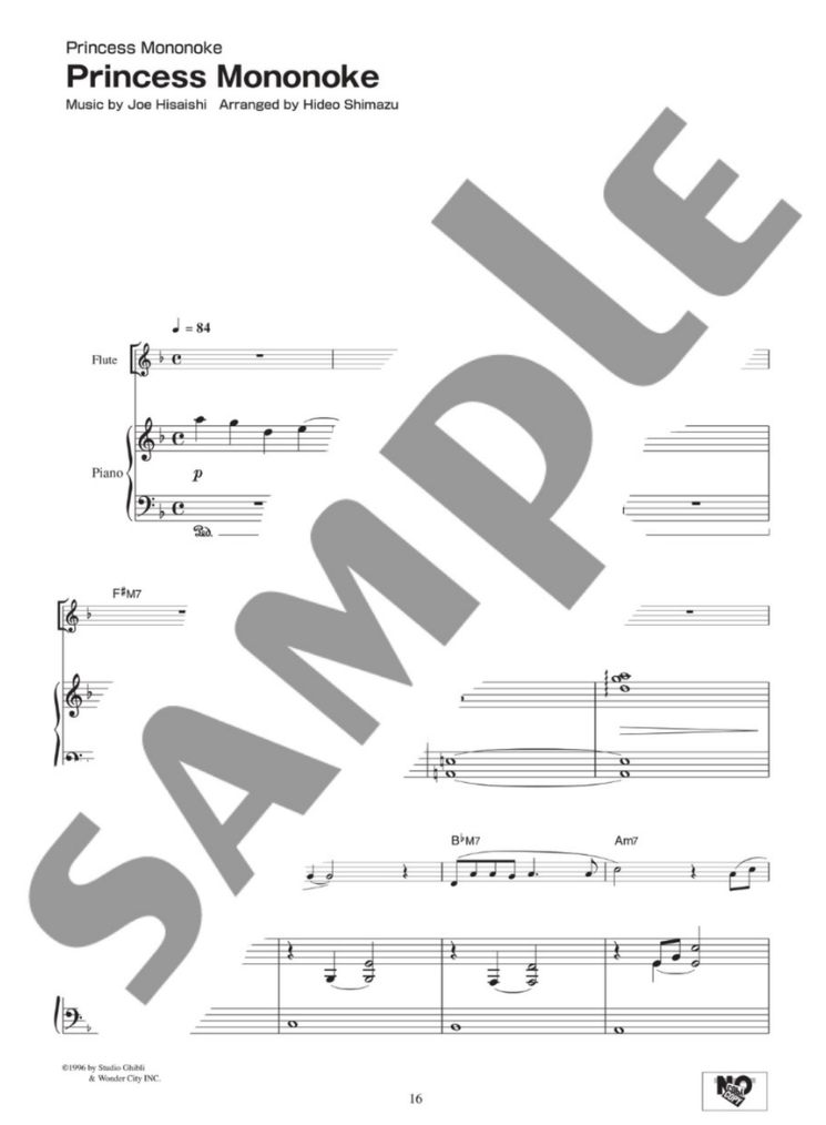 Joe Hisaishi  - Studio Ghibli Songs  - For Flute and Piano Book (Intermediate)