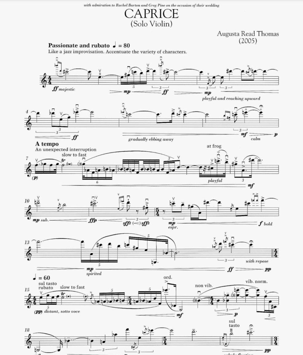 Augusta Read Thomas - Caprice for Solo Violin Sheet Music