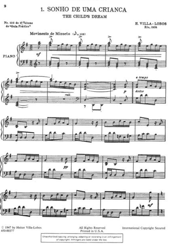 Heitor Villa-Lobos – Ten Pieces on Popular Brazilian Children’s Songs Piano Solo Book