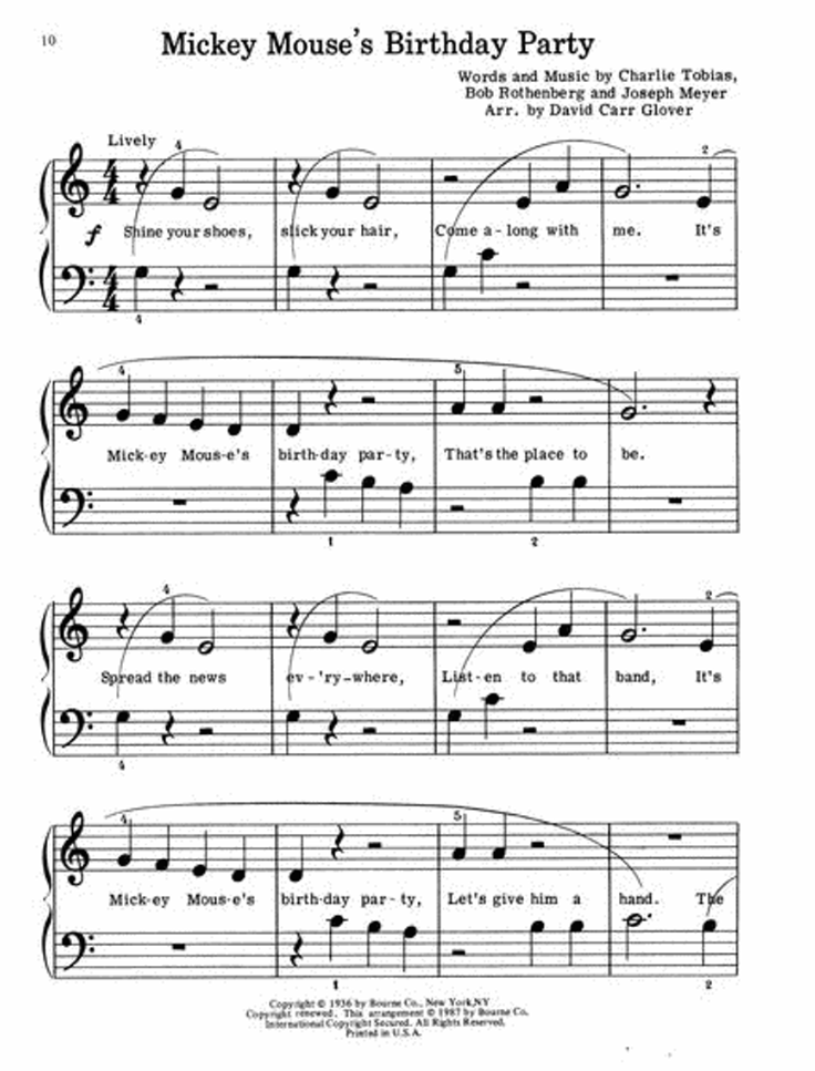 Walt Disney's Piano Coloring Book - Primer Level