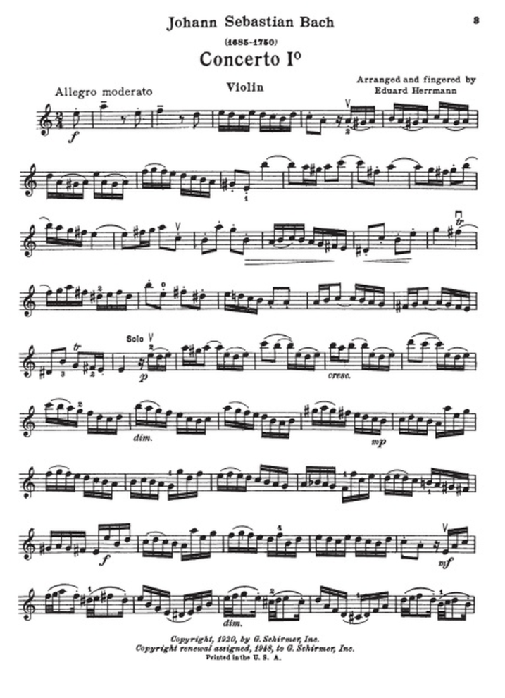 J.S Bach - Concerto A Minor Violin with Piano Accompaniment Book
