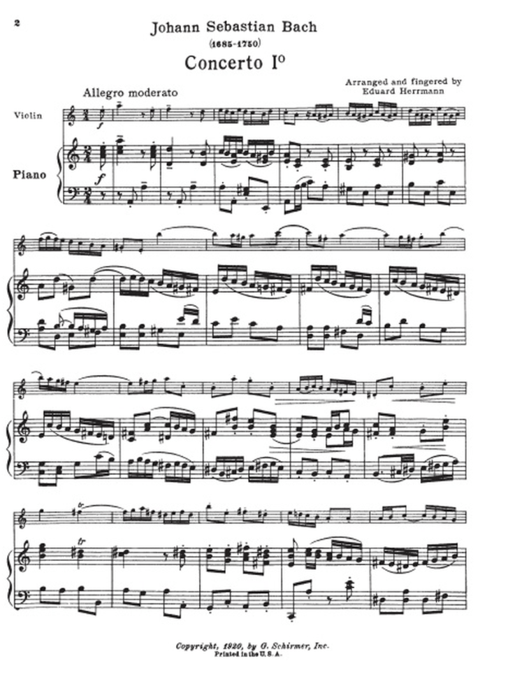 J.S Bach - Concerto A Minor Violin with Piano Accompaniment Book