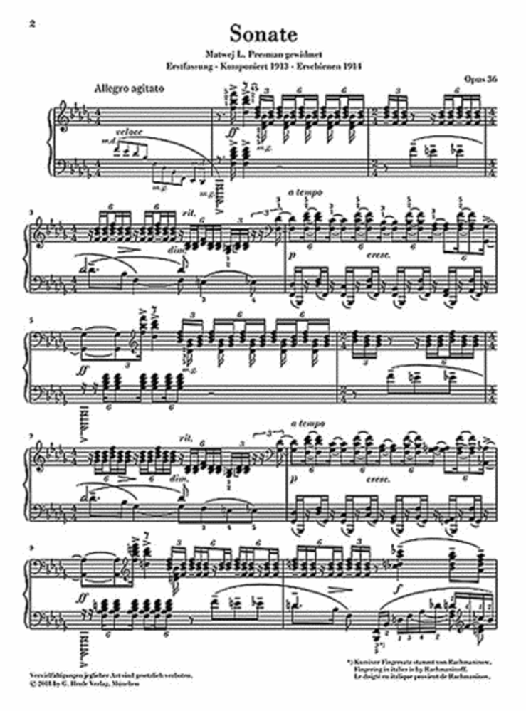 Rachmaninoff - Sonata No. 2 in B Minor, Op. 36 Piano Solo Book