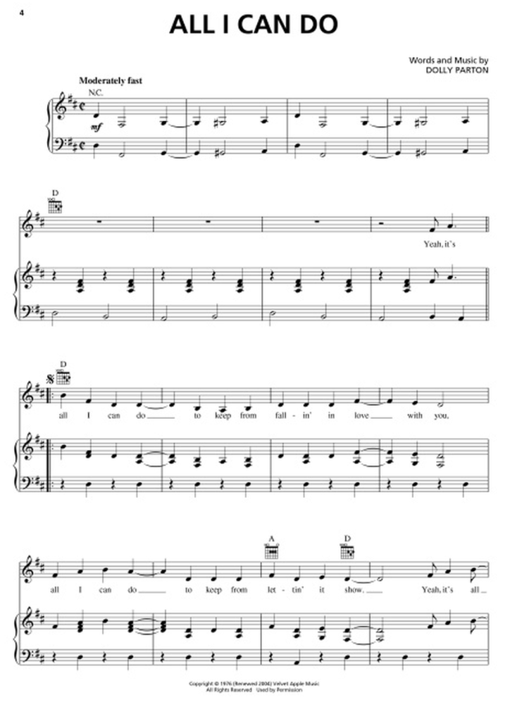 Dolly Parton Greatest Hits Piano/Vocal/Guitar Book (30 Hit Songs)