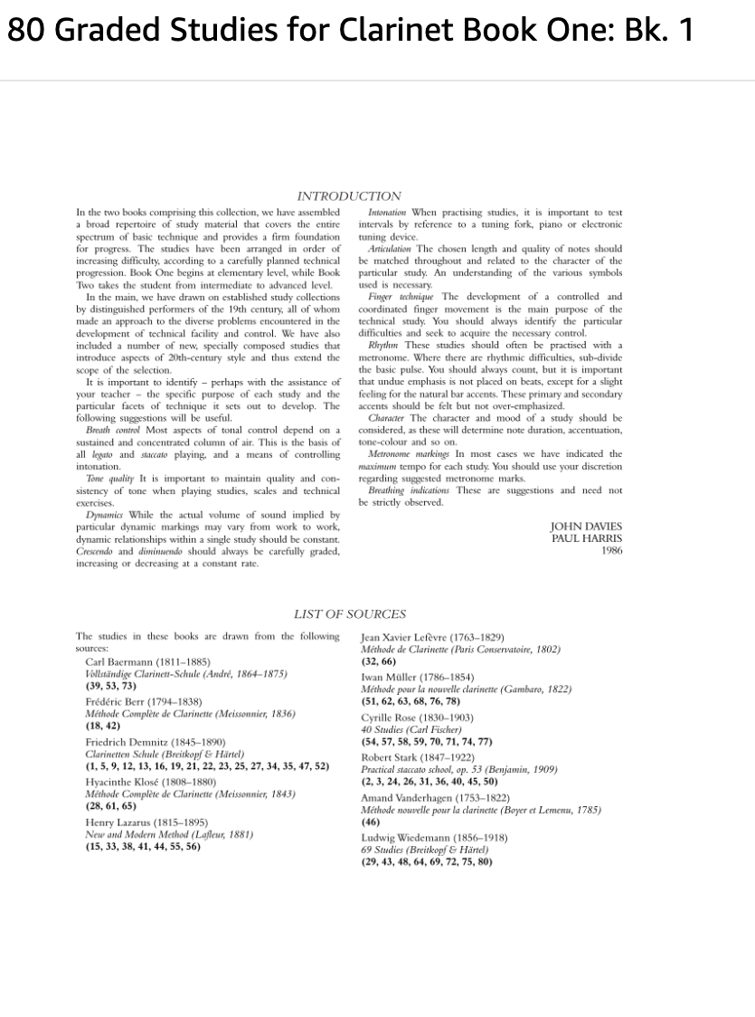 80 Graded Studies For Clarinet - Book 1
