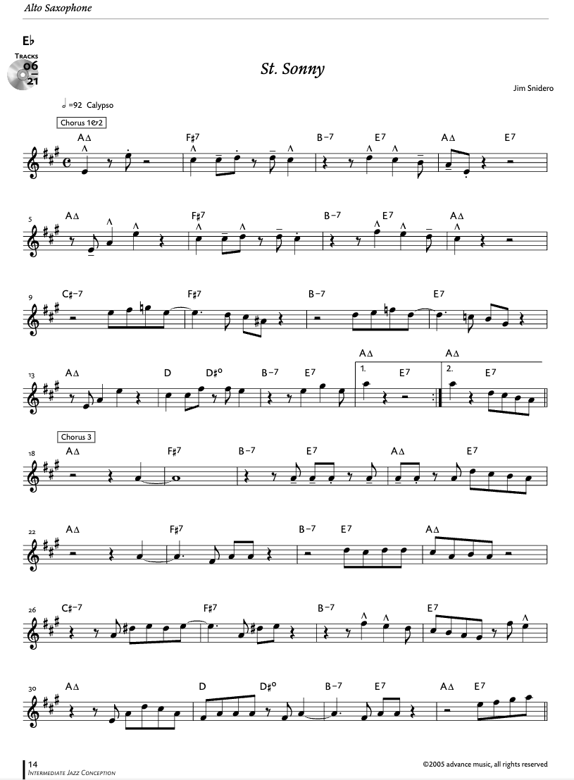 Intermediate Jazz Conception Alto Saxophone Book and Online Audio