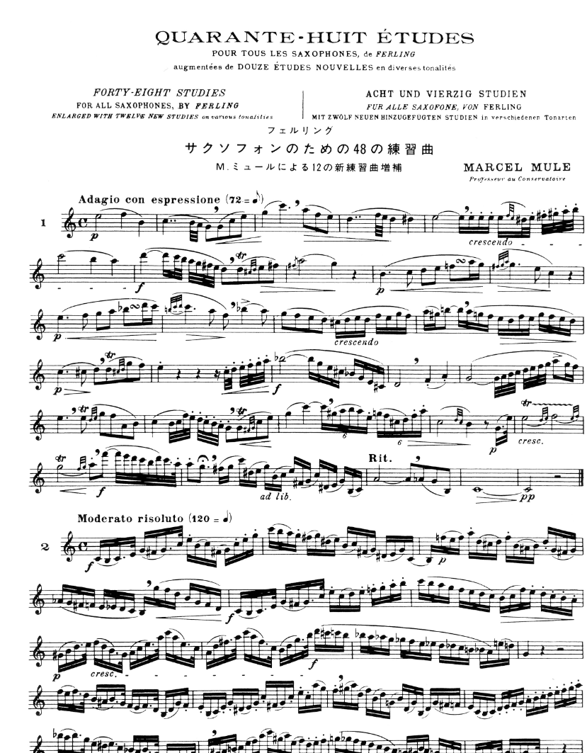 Marcel Mule -48 Etudes d'Apres Ferling Saxophone Book