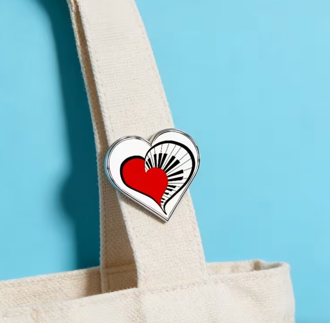 Piano Heart Enamel Pin