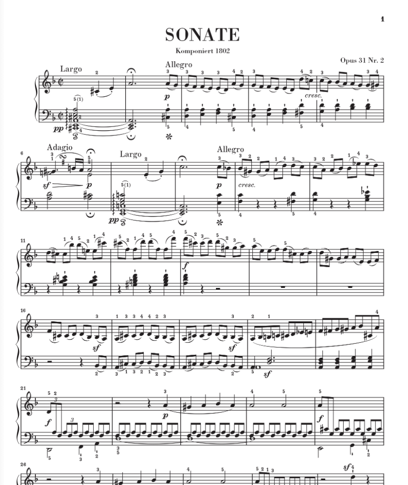 贝多芬 - d小调第17号钢琴奏鸣曲，作品31之2（《暴风雨》）乐谱
